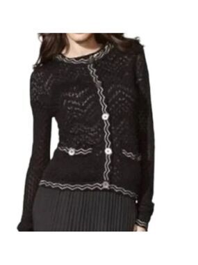 MISSONI for Target button front cardigan sweater loose knit black cream medium